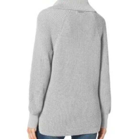 Michael Kors Light Grey Chunky Waffle Knit Cowl Neck Sweater Size Small - Picture 3 of 5